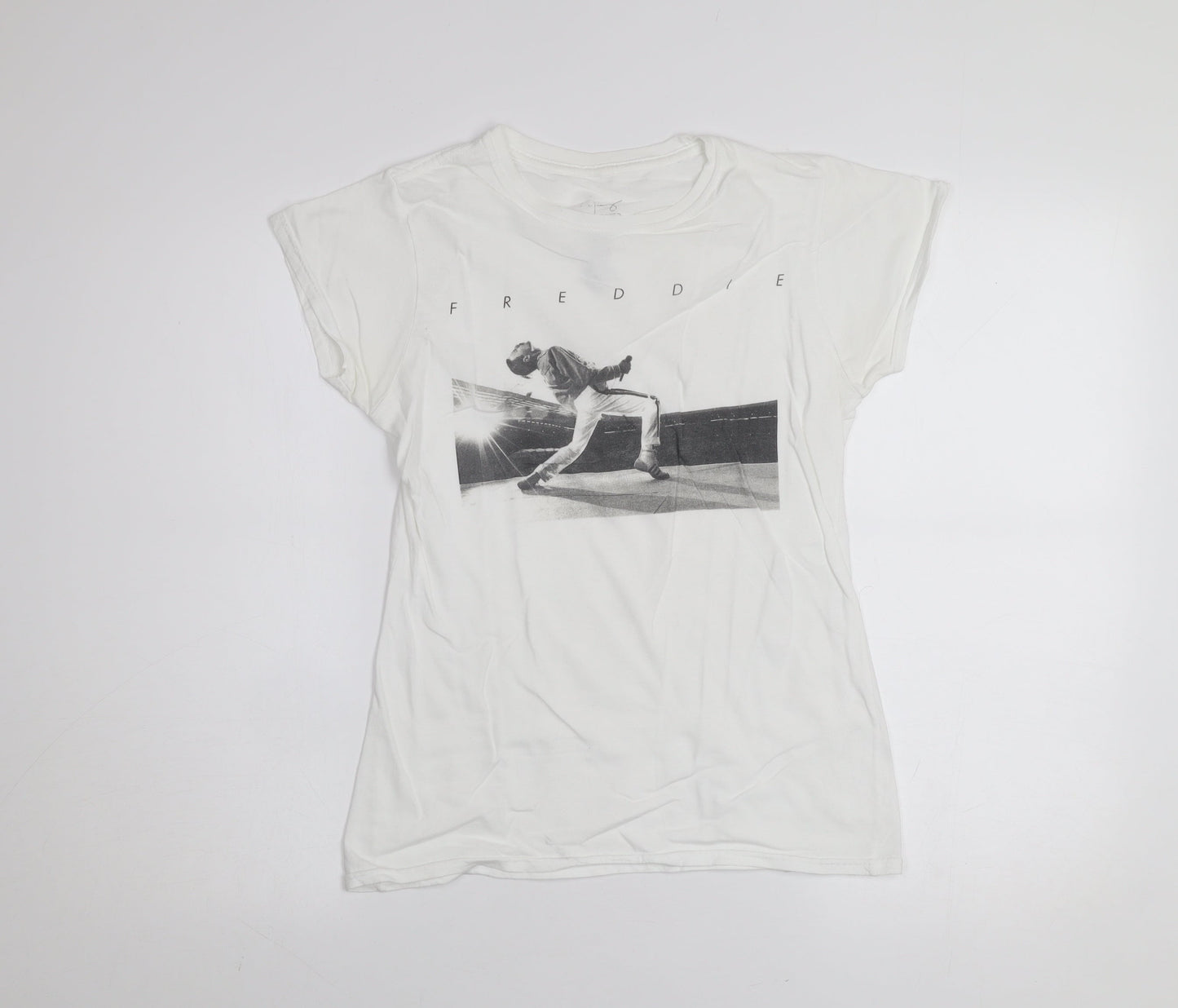 Primark Women’s White Freddie Music Graphic Cotton T-Shirt XS