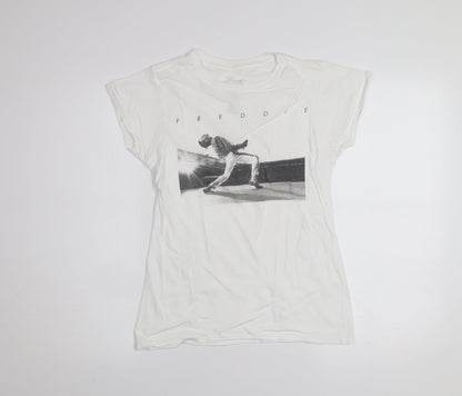 Primark Women’s White Freddie Music Graphic Cotton T-Shirt XS