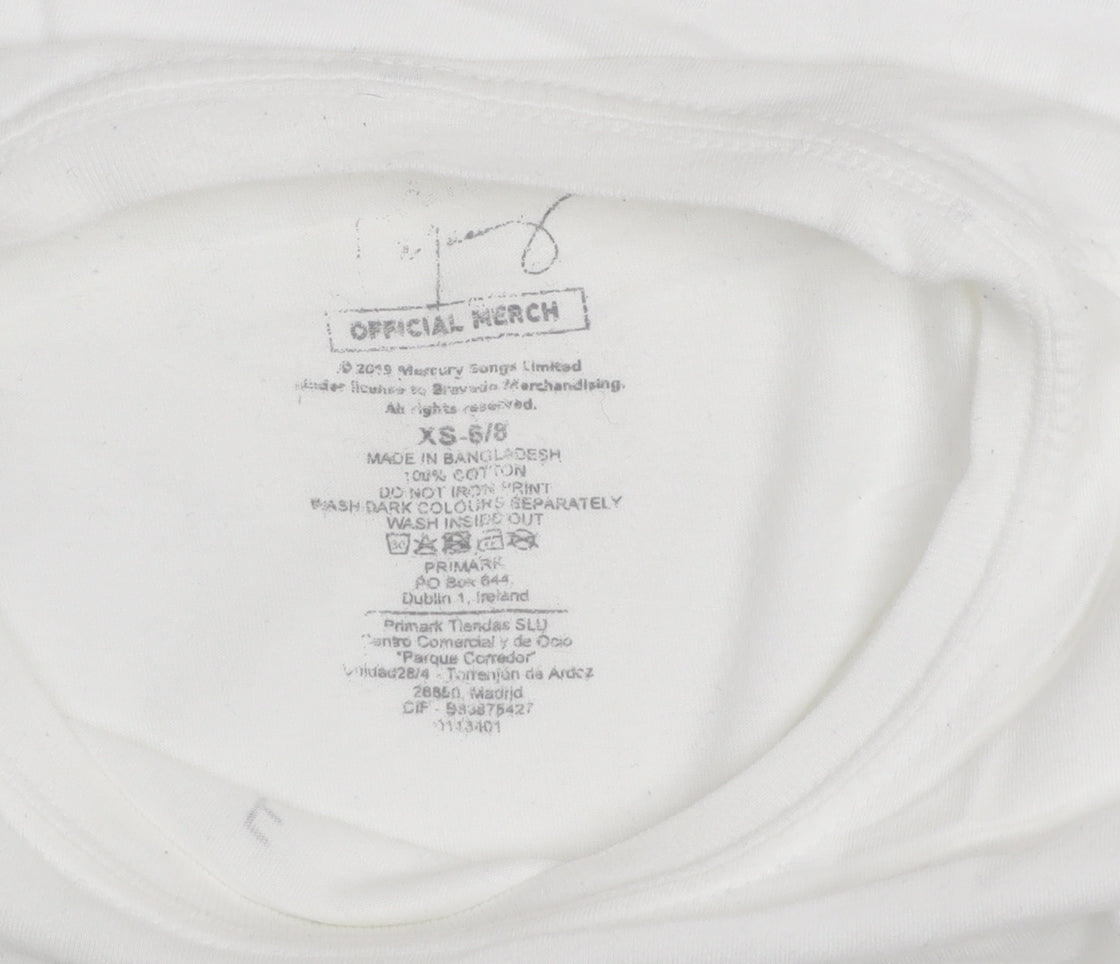 Primark Women’s White Freddie Music Graphic Cotton T-Shirt XS
