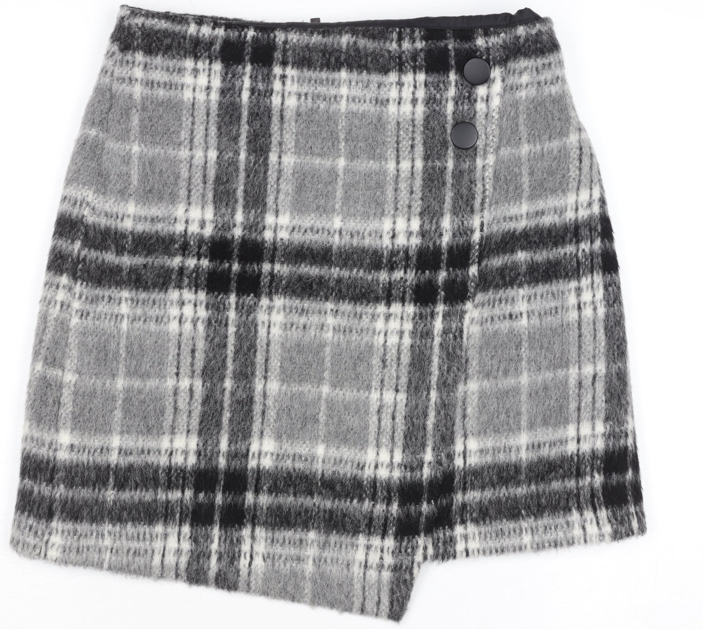 Marks and Spencer Women’s Grey Plaid Wool Blend Short Skirt Size 8