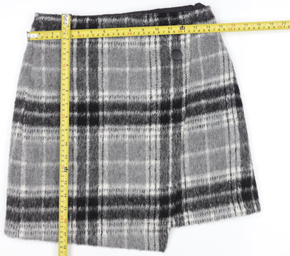 Marks and Spencer Women’s Grey Plaid Wool Blend Short Skirt Size 8