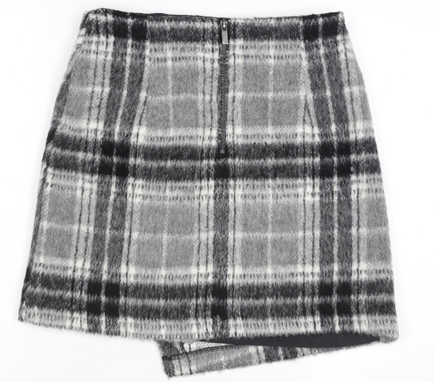 Marks and Spencer Women’s Grey Plaid Wool Blend Short Skirt Size 8