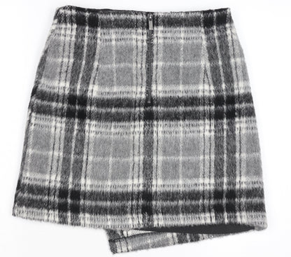 Marks and Spencer Women’s Grey Plaid Wool Blend Short Skirt Size 8