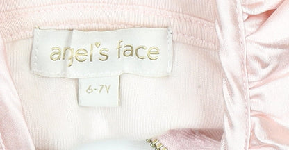 Girls UK Size 6-7 Years Angel's Face Pink Full Zip Hoodie