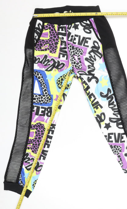 Souchi Unisex Multicoloured Graphic Jogger Trousers Size M