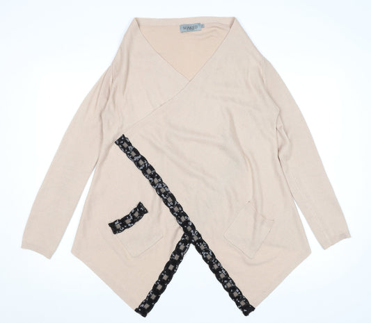 Womens UK Size XS Soaked in Luxury Beige Wrap Jumper