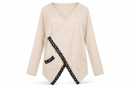 Womens UK Size XS Soaked in Luxury Beige Wrap Jumper