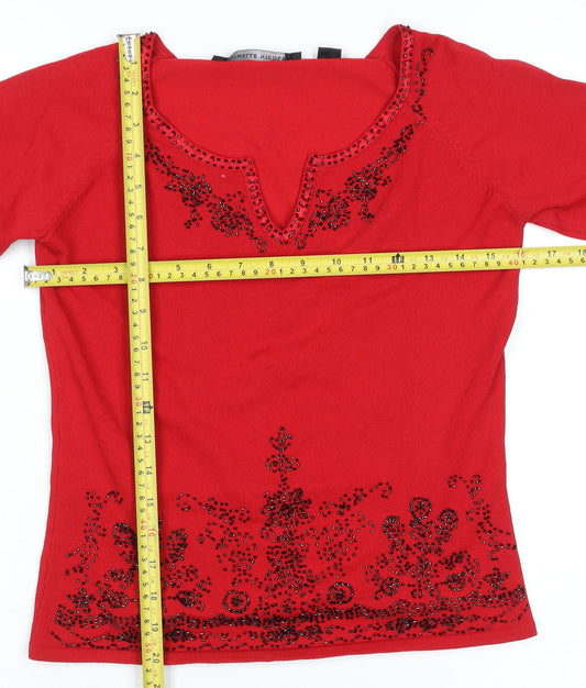 Womens UK Size M Michelle Nicole Red Pullover Jumper