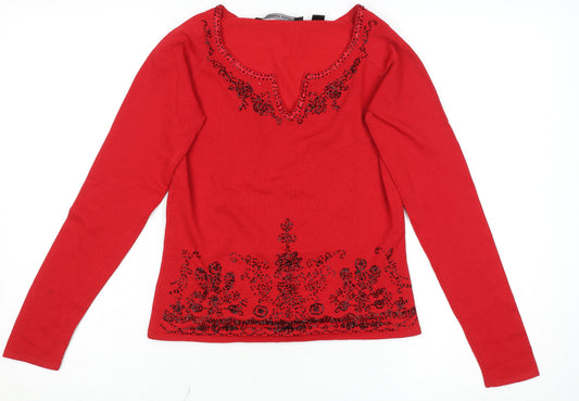 Womens UK Size M Michelle Nicole Red Pullover Jumper