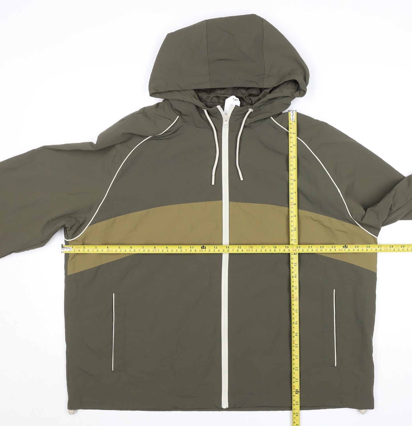 Primark Men’s Green Hooded Windbreaker Jacket L Lightweight Nylon