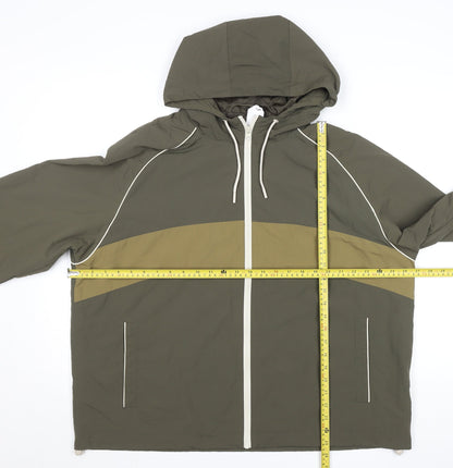 Primark Men’s Green Hooded Windbreaker Jacket L Lightweight Nylon