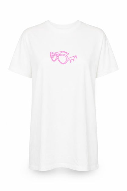 Front view of I Saw It First Women’s White Love Island T-Shirt Dress S