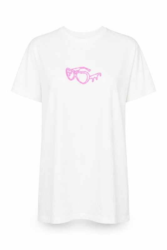 Front view of I Saw It First Women’s White Love Island T-Shirt Dress S