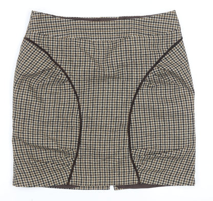 Next Women’s Brown Wool Blend Houndstooth Pencil Skirt Size 12