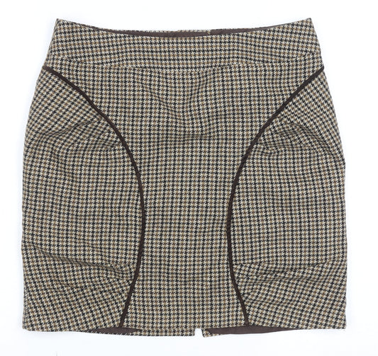 Next Women’s Brown Wool Blend Houndstooth Pencil Skirt Size 12