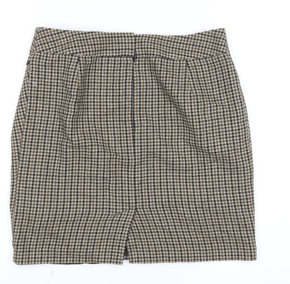 Next Women’s Brown Wool Blend Houndstooth Pencil Skirt Size 12