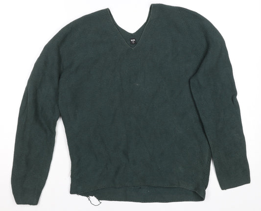 Uniqlo Men's Green XS Cotton V-Neck Knit Pullover Jumper