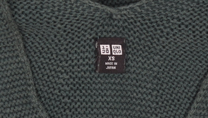 Uniqlo Men's Green XS Cotton V-Neck Knit Pullover Jumper