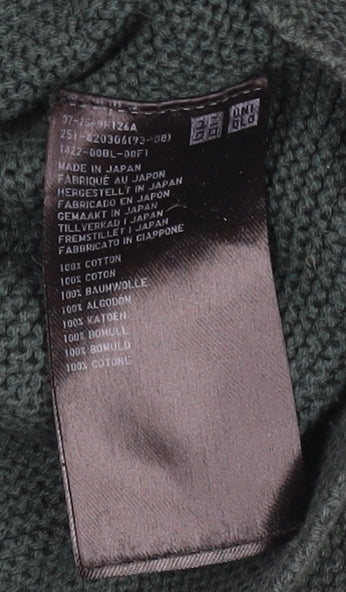 Uniqlo Men's Green XS Cotton V-Neck Knit Pullover Jumper