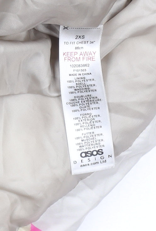 ASOS DESIGN Men's Multicoloured Puffer Waistcoat 2XS Stand-Up Collar