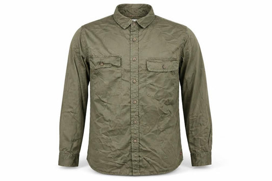 Front view of Lee Cooper Men's Green Long Sleeve Button-Up Casual Shirt M
