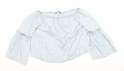 Womens UK Size 10 Only Blue Peasant Blouse
