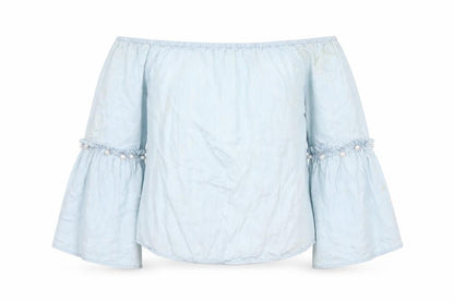 Womens UK Size 10 Only Blue Peasant Blouse