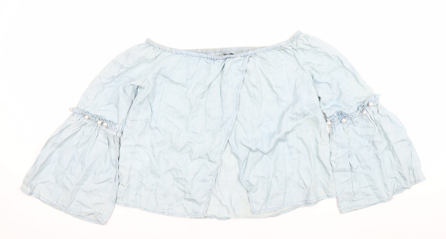 Womens UK Size 10 Only Blue Peasant Blouse