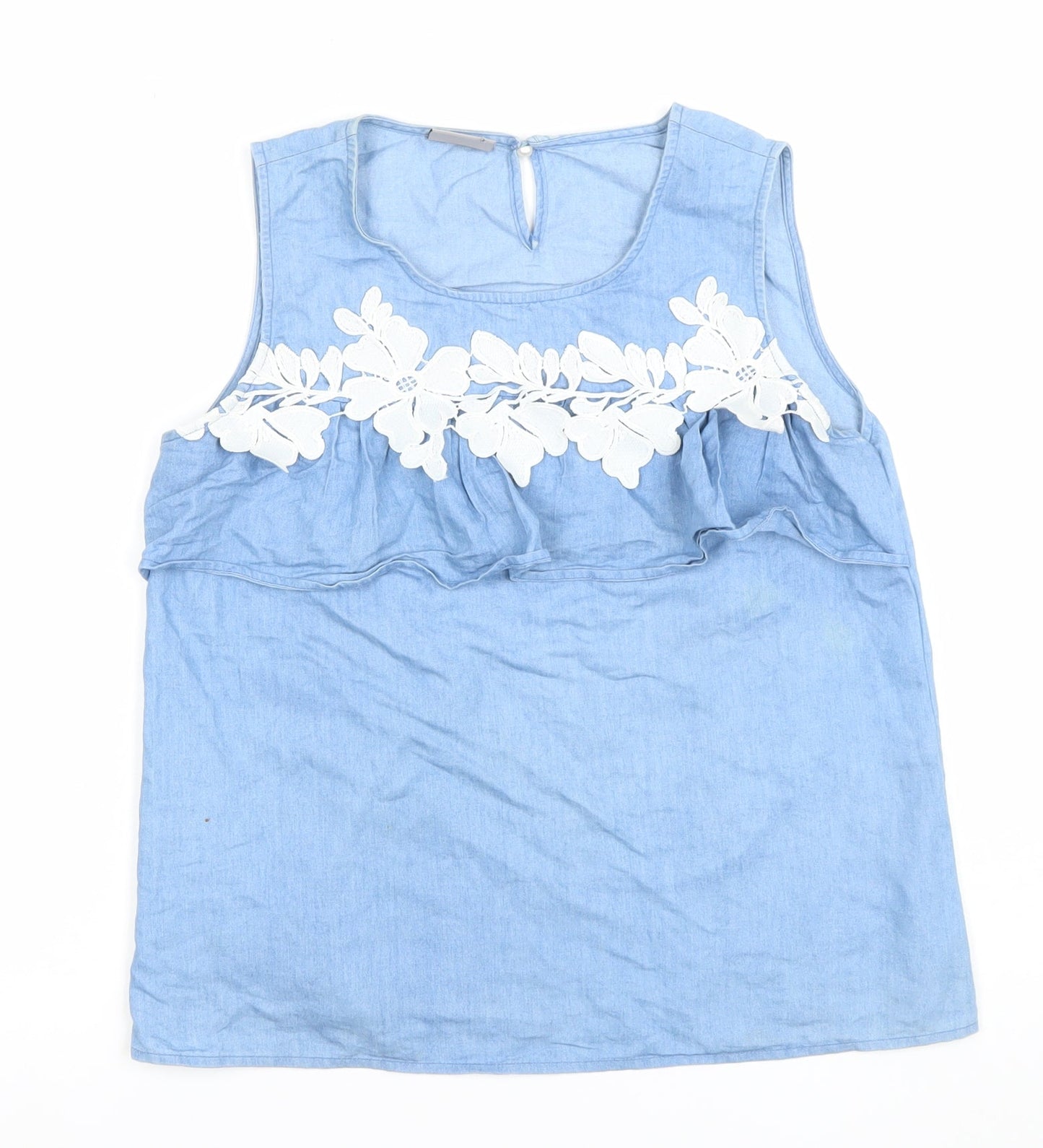 Womens UK Size L VERO MODA Blue Tunic Blouse