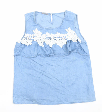 Womens UK Size L VERO MODA Blue Tunic Blouse