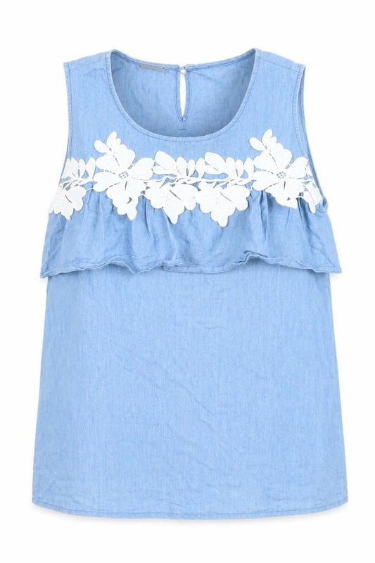 Womens UK Size L VERO MODA Blue Tunic Blouse