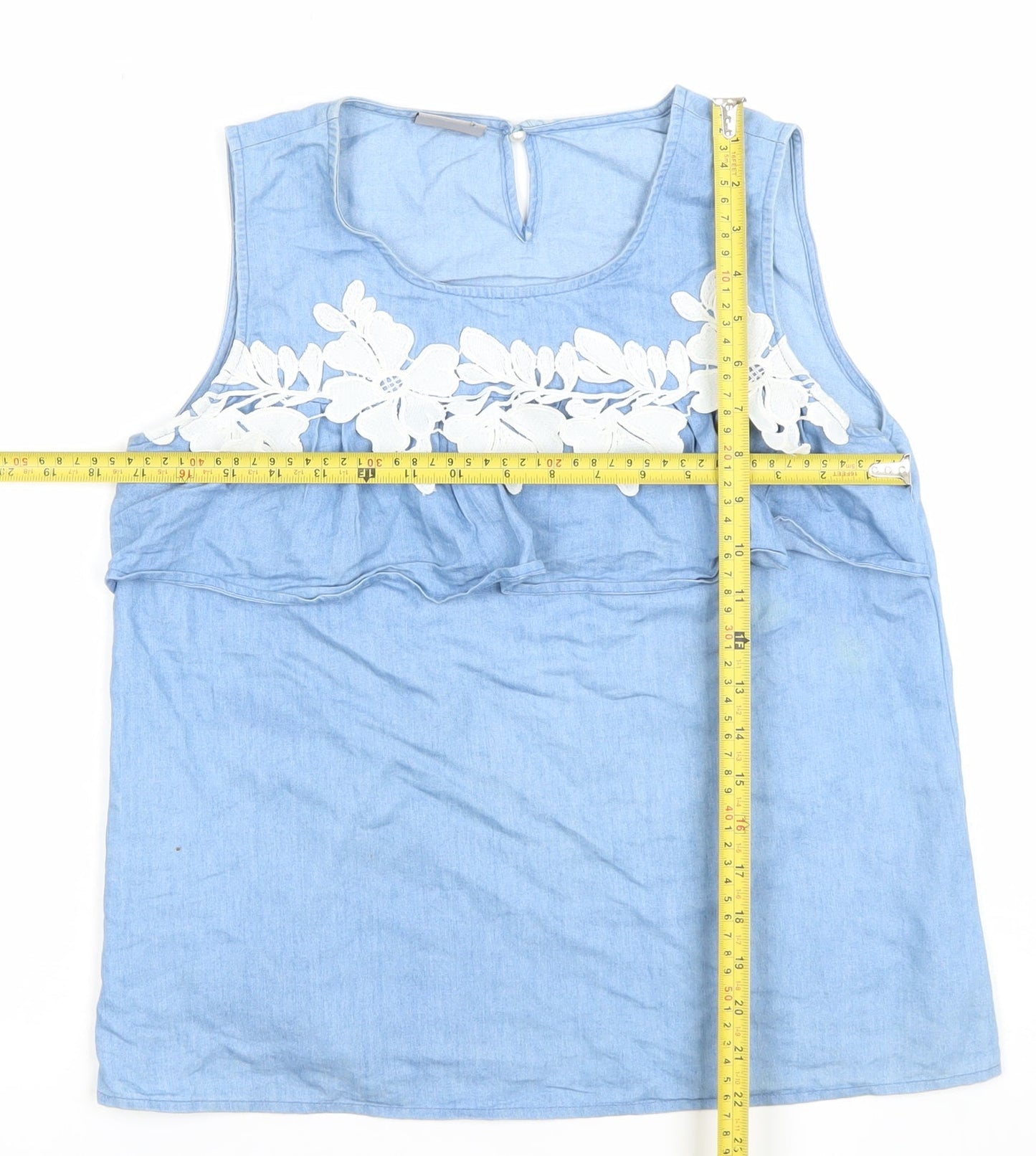 Womens UK Size L VERO MODA Blue Tunic Blouse