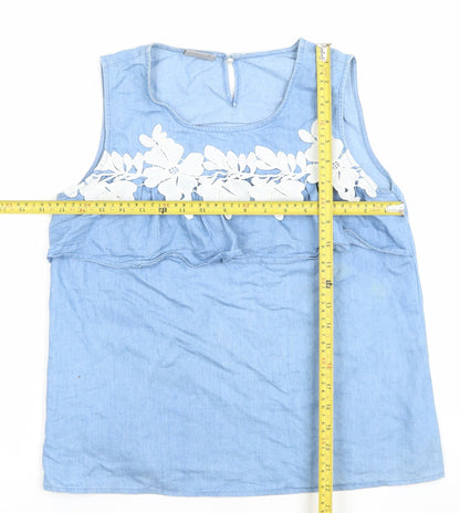 Womens UK Size L VERO MODA Blue Tunic Blouse