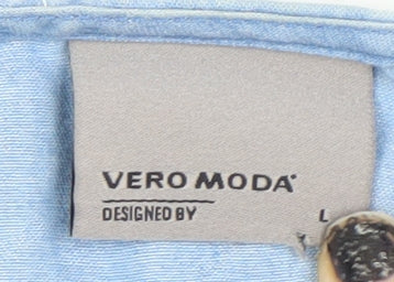 Womens UK Size L VERO MODA Blue Tunic Blouse