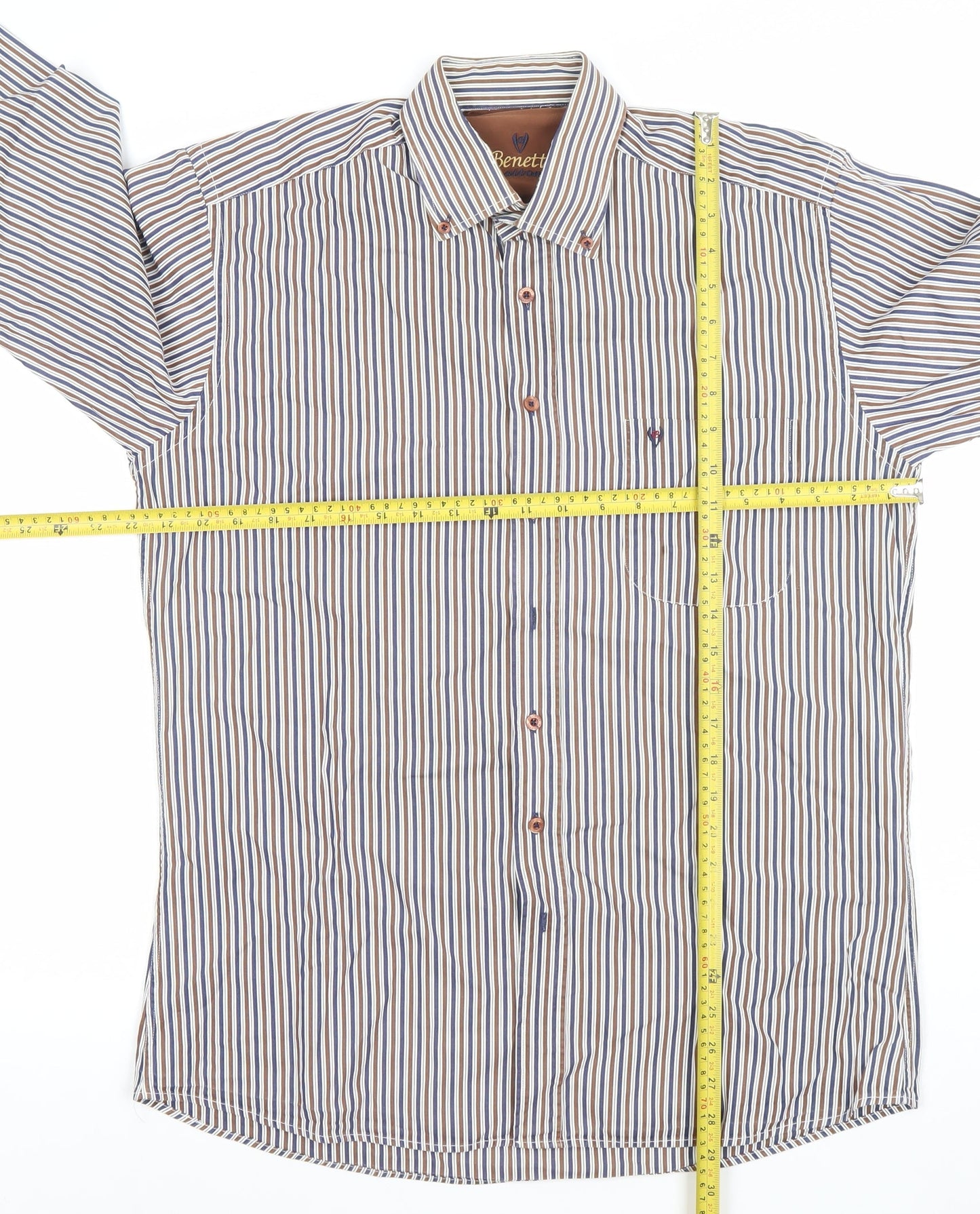 Mens UK Collar Size M Benetti Smart Brown  Dress Shirt