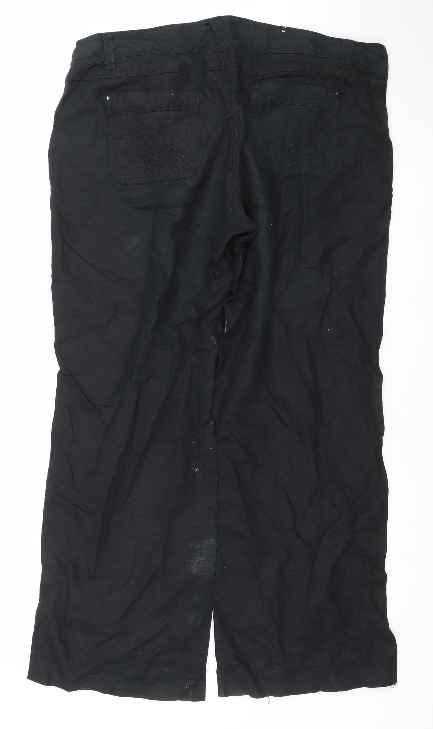 New Look Womens Black Size 14 Cargo Trousers Cotton Ramie