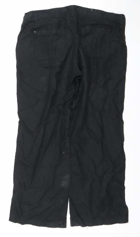 New Look Womens Black Size 14 Cargo Trousers Cotton Ramie