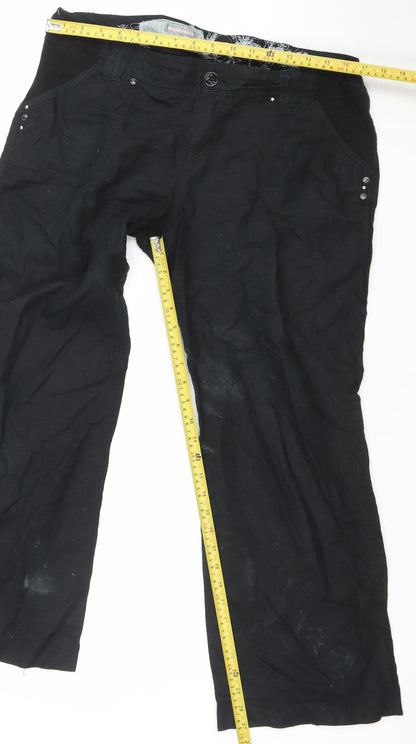 New Look Womens Black Size 14 Cargo Trousers Cotton Ramie