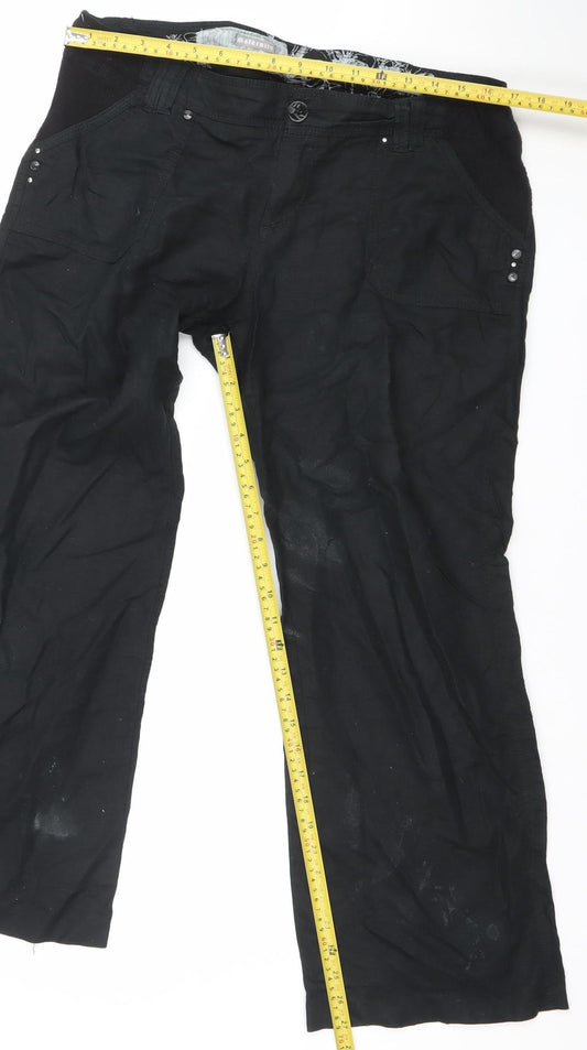 New Look Womens Black Size 14 Cargo Trousers Cotton Ramie