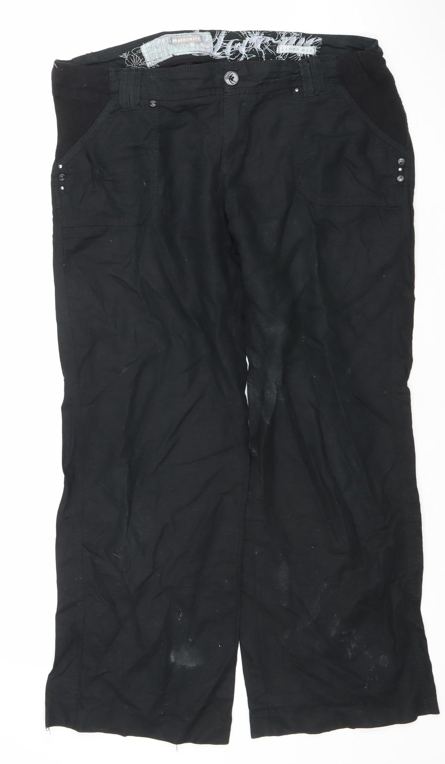 New Look Womens Black Size 14 Cargo Trousers Cotton Ramie