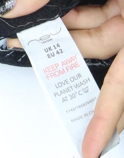 New Look Womens Black Size 14 Cargo Trousers Cotton Ramie