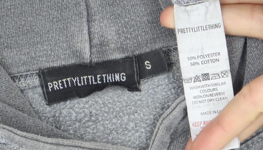 Womens UK Size S PRETTYLITTLETHING Grey Pullover Hoodie