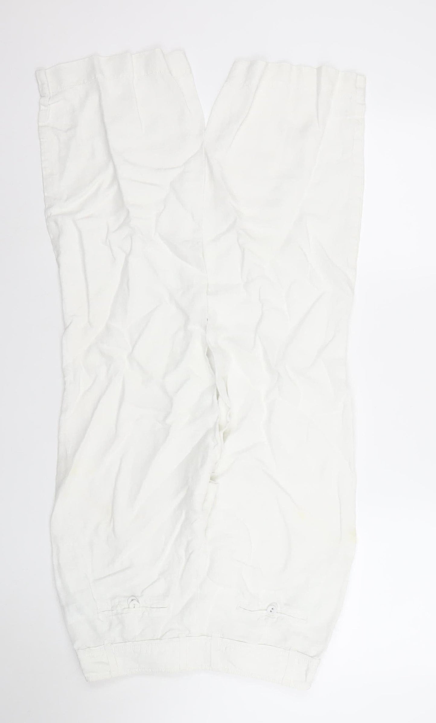 Monsoon Women’s White Linen Blend Capri Trousers Size 8 Regular