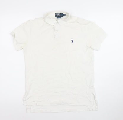 Ralph Lauren Men's White Cotton Polo Shirt Small Custom Fit