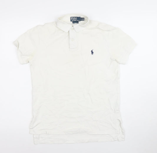 Ralph Lauren Men's White Cotton Polo Shirt Small Custom Fit