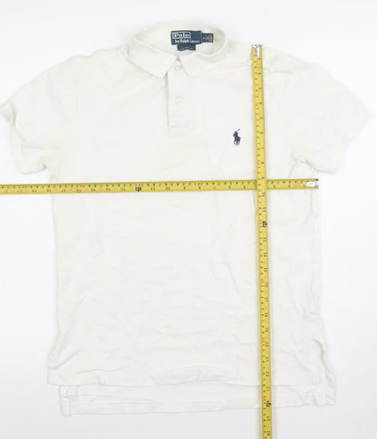 Ralph Lauren Men's White Cotton Polo Shirt Small Custom Fit