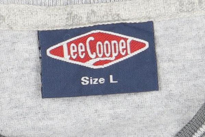 Lee Cooper Men's Grey V-Neck Short Sleeve T-Shirt Size L