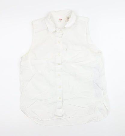 Levi's Women's White Sleeveless Button-Up Cotton Shirt Size S