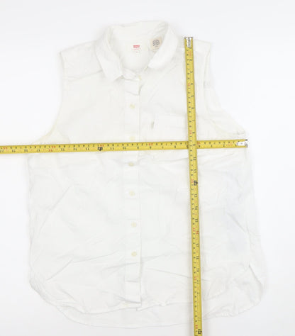 Levi's Women's White Sleeveless Button-Up Cotton Shirt Size S