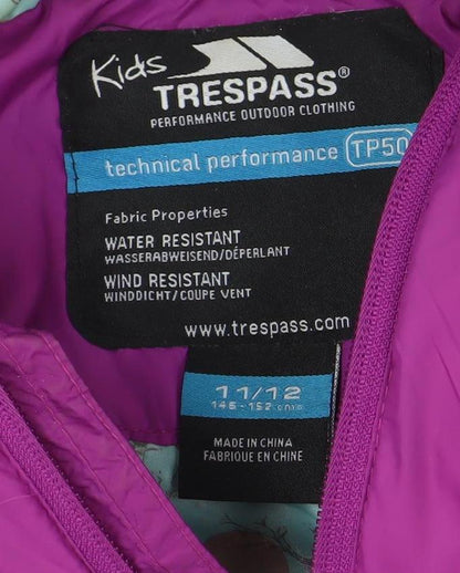 Girls UK Size 11-12 Years Trespass Purple Puffer Jacket